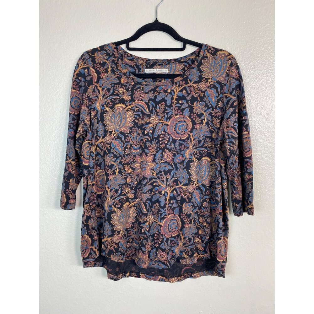 Peruvian Connection Floral Boho Womens Top size Medium Pima Cotton Peasant - Picture 1 of 12